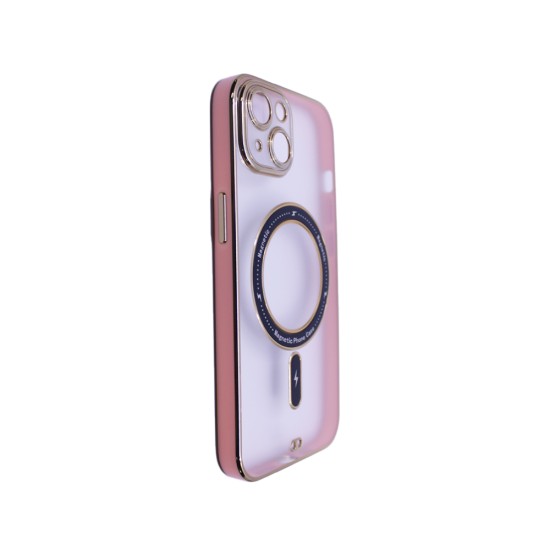 Magnetic Case with Camera Lens Q Series For Apple iPhone 14 Pink